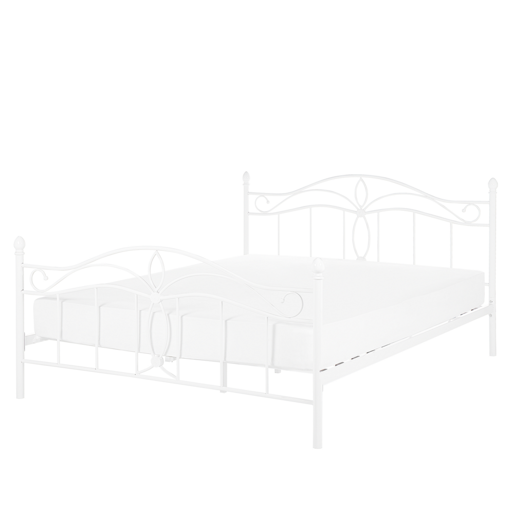 foto del prodotto letto bianco doppia dimensione 140 x 200 cm metallo stile vintage