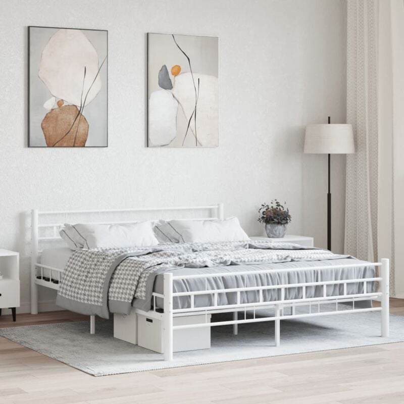 foto del prodotto letto bianco in acciaio con rete stile anticato moderno varie dimensioni dimensioni 160x200 cm