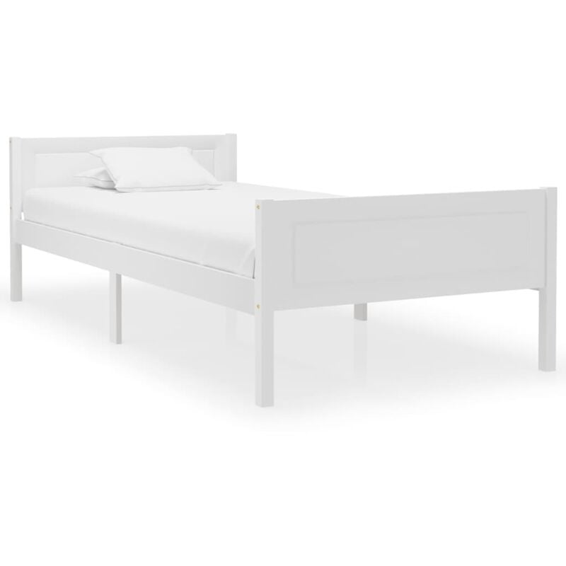 foto del prodotto letto bianco in legno dal design semplice e struttura robusta varie misure dimensioni 100 x 200 cm