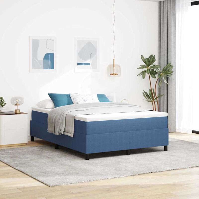 foto del prodotto letto box spring blu 140x200 cm tessuto in corda vidaxl