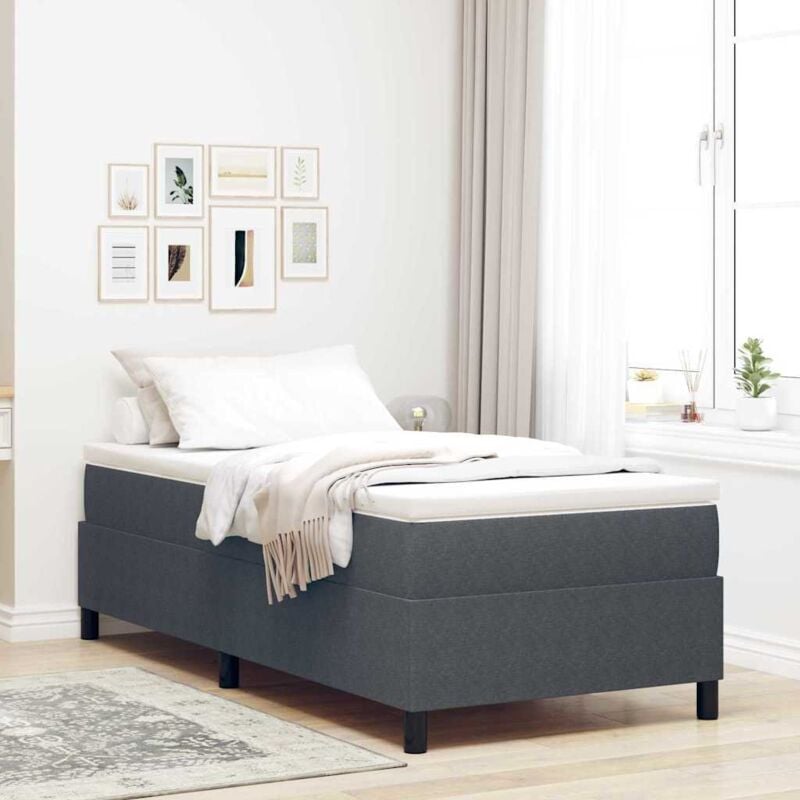 foto del prodotto letto box spring grigio scuro singolo tessuto corduroy vidaxl