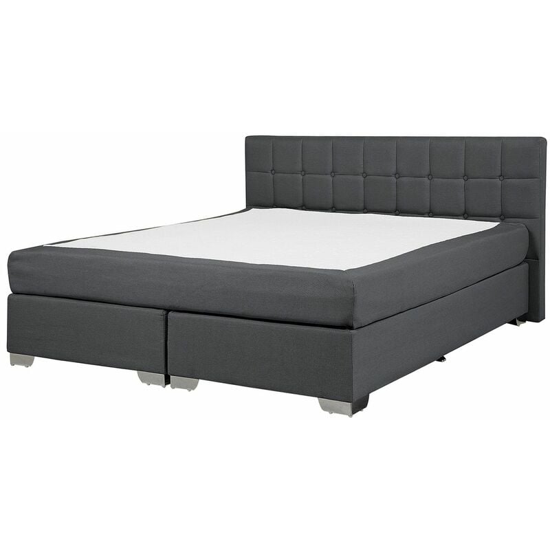 foto del prodotto letto boxspring imbottito tessuto grigio testiera e materasso 160 x 200 cm admiral