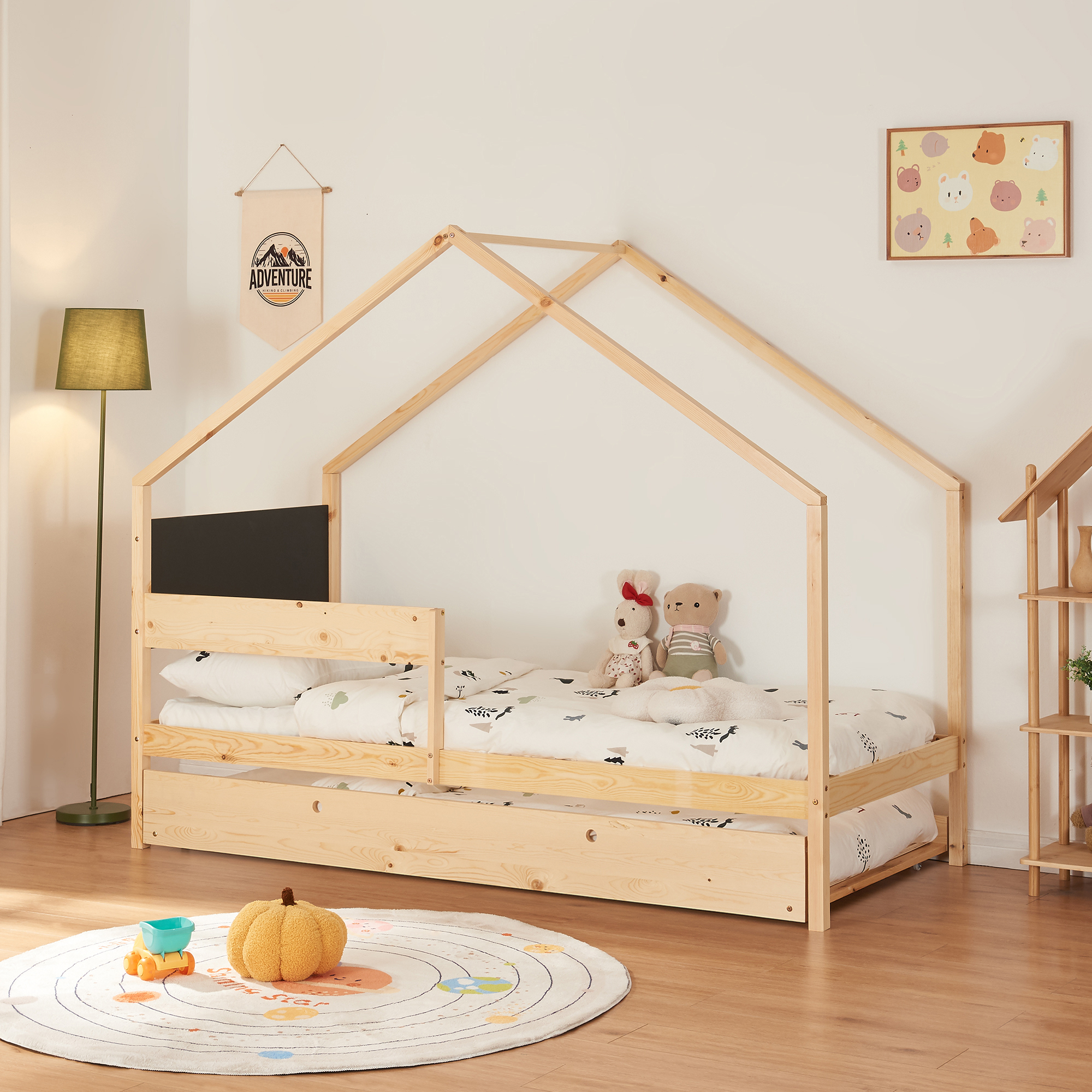 foto del prodotto letto casetta per cameretta sodankyl con secondo letto estraibile en.casa 