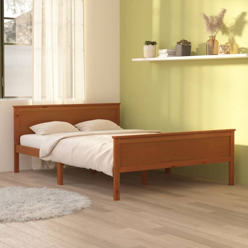 foto del prodotto letto color miele in legno design elegante e semplice varie misure dimensioni 160 x 200 cm