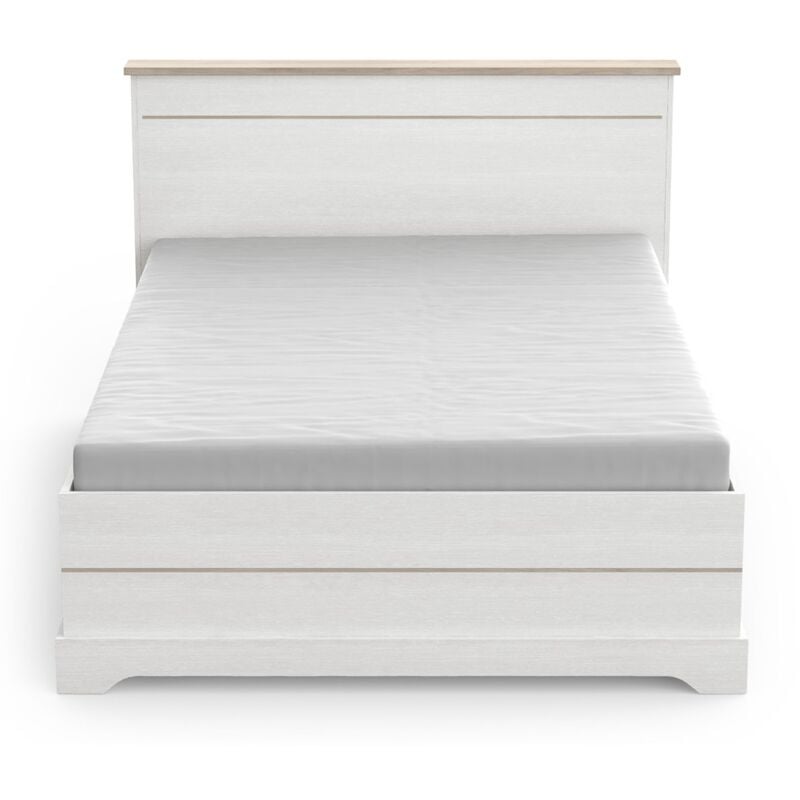 foto del prodotto letto con 2 cassetti e 2 nicchie 140x190 cm bianco cottage