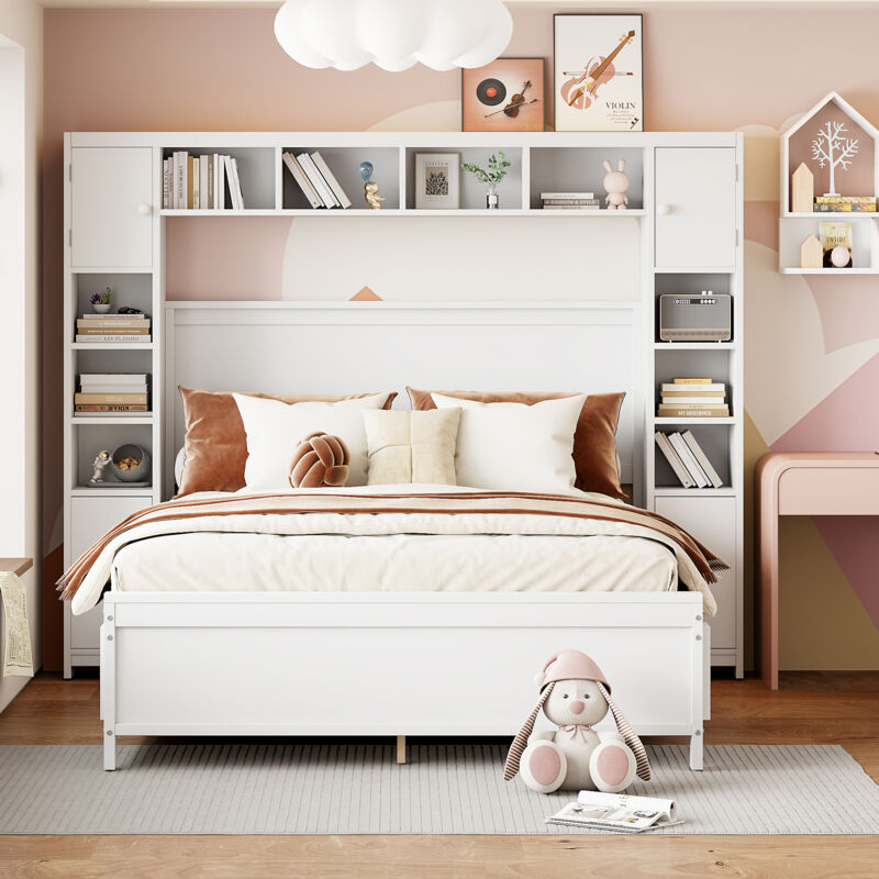 foto del prodotto letto con cassetti struttura letto con contenitore 140x200, con 4 cassetti e ampio armadio portaoggetti, letto matrimoniale in legno massello con