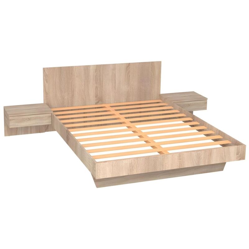 foto del prodotto letto con comodini 140 x 190 cm colore naturale marvellous