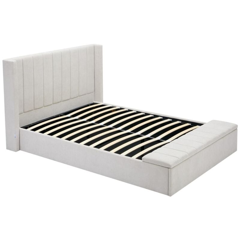 foto del prodotto letto con contenitore 180 x 200 cm con panca tessuto beige douino