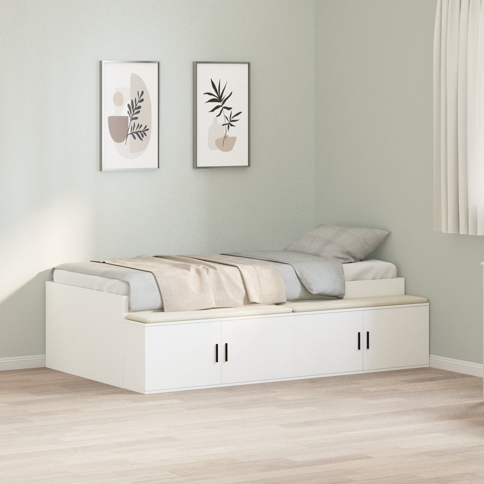 foto del prodotto letto con contenitore bianco 90x190 cm