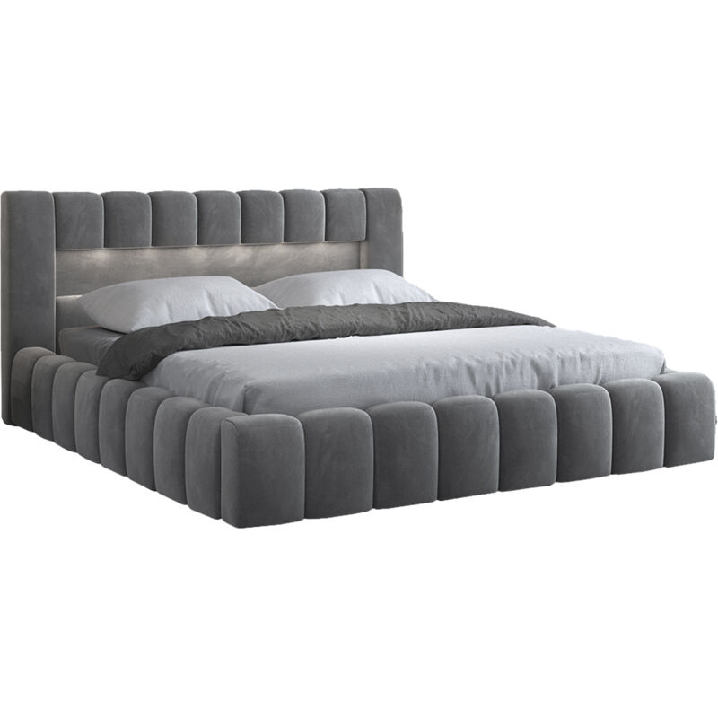 foto del prodotto letto con contenitore con base auria grigio 160x200