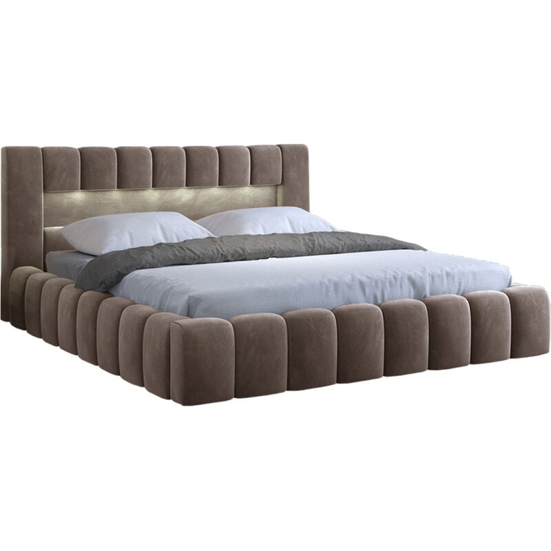 foto del prodotto letto con contenitore con base auria marrone 180x200