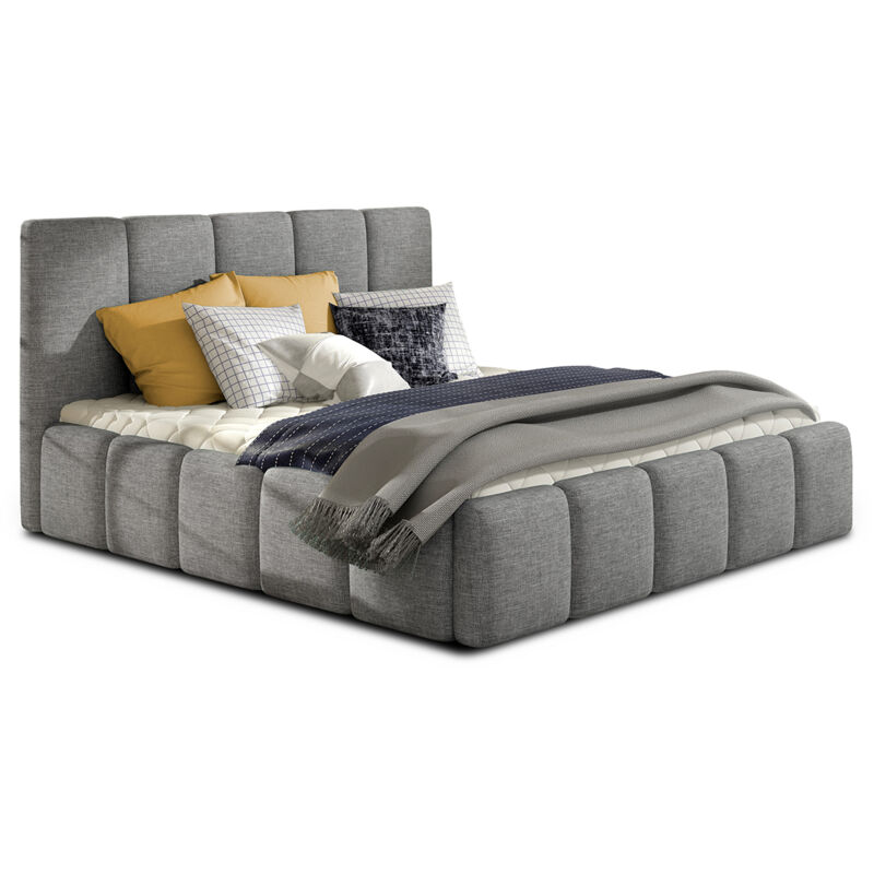 foto del prodotto letto con contenitore con base klaus grigio 180x200