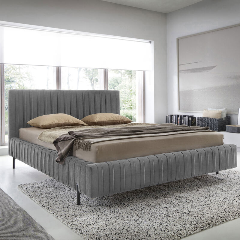 foto del prodotto letto con contenitore con base ori grigio 160x200
