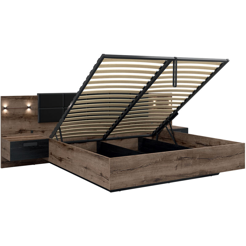 immagine 0 del prodotto letto con contenitore con base romane marrone e nero 180x200