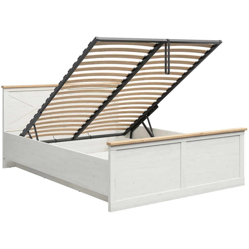 foto del prodotto letto con contenitore con base victoria bianco e marrone 160x200