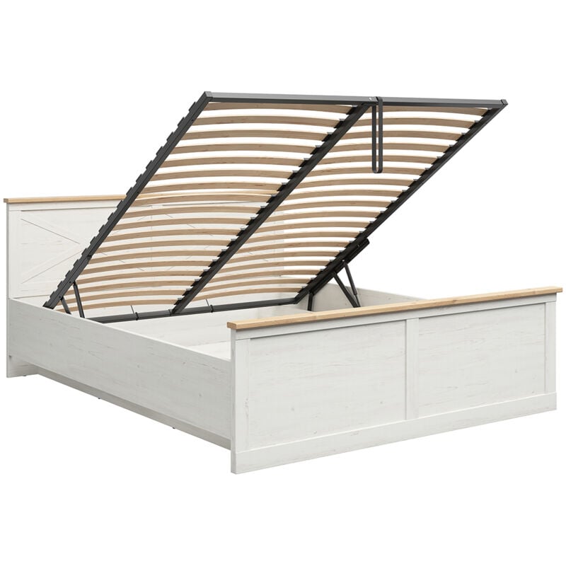 foto del prodotto letto con contenitore con base victoria bianco e marrone 180x200