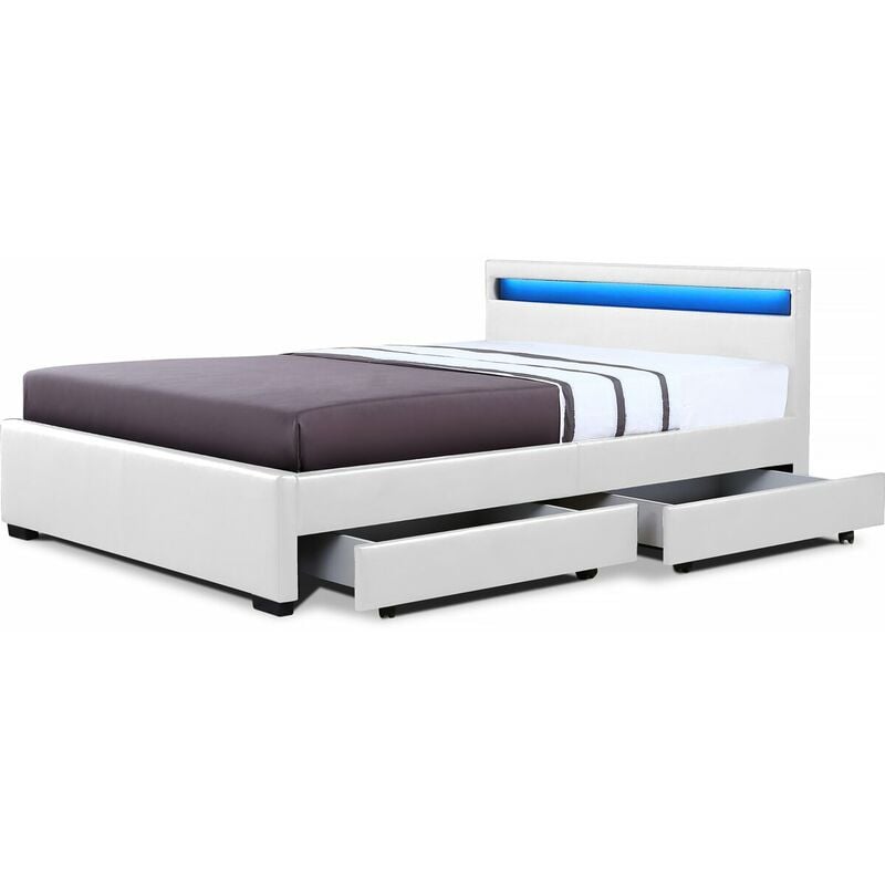 foto del prodotto letto con led nico 160 200 cm bianco