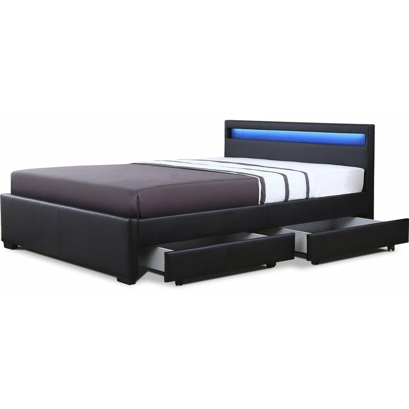 foto del prodotto letto con led nico 160 200 cm nero