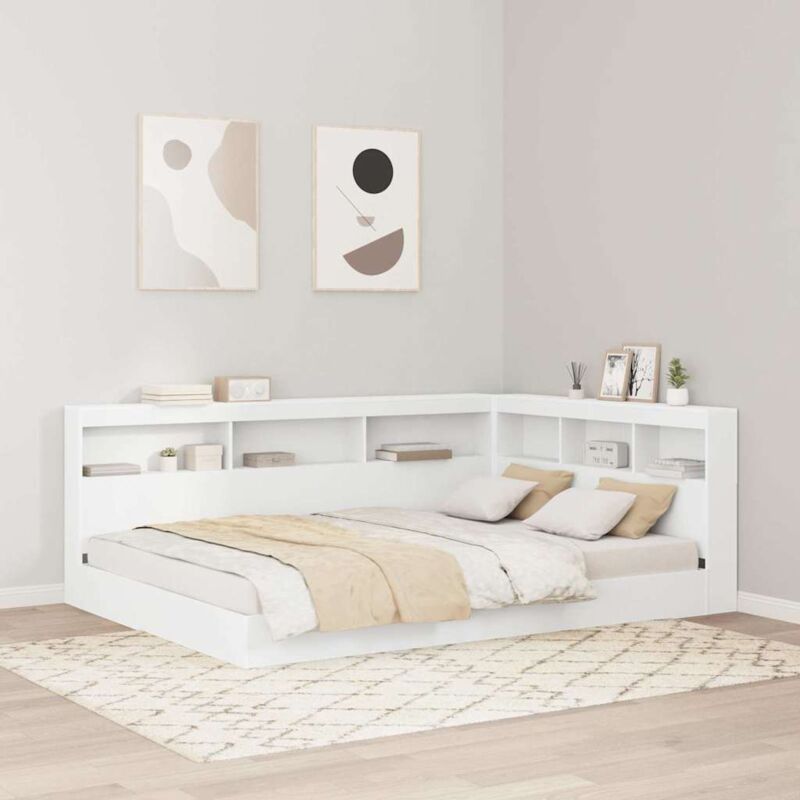 foto del prodotto letto con libreria bianco 160x200 cm legno ingegnerizzato vidaxl