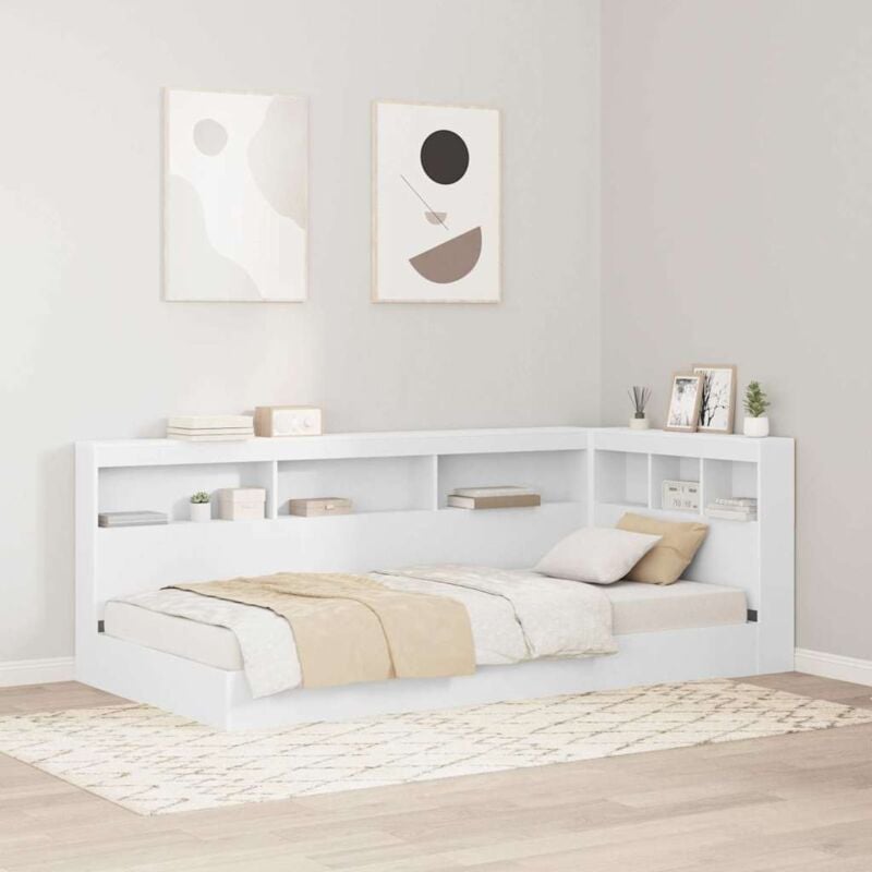 foto del prodotto letto con libreria bianco 75x190 cm in legno ingegnerizzato vidaxl