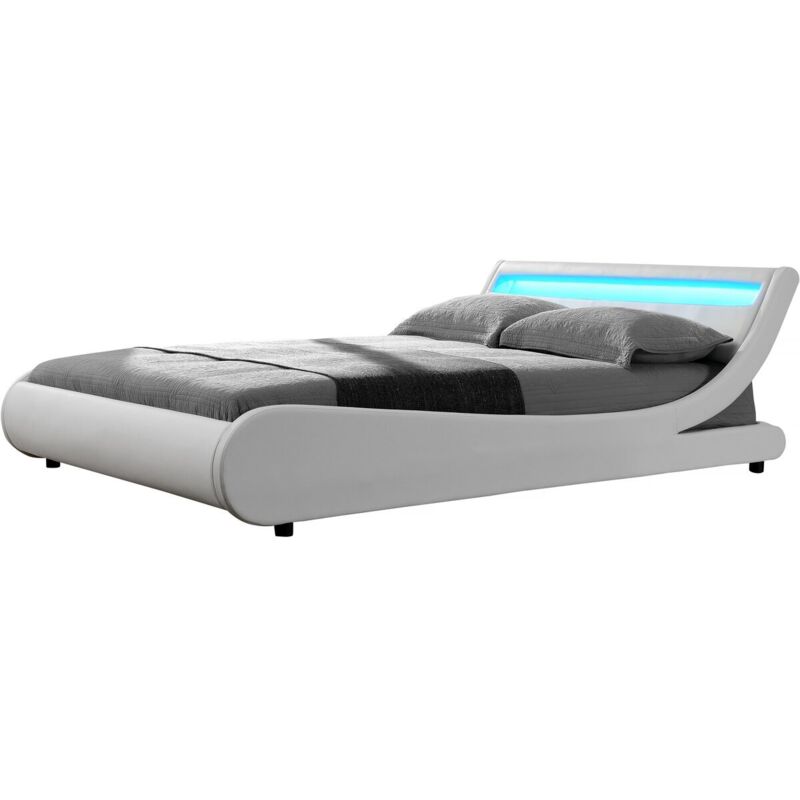 foto del prodotto letto con luce led quot natacha quot 140 x 190 cm bianco