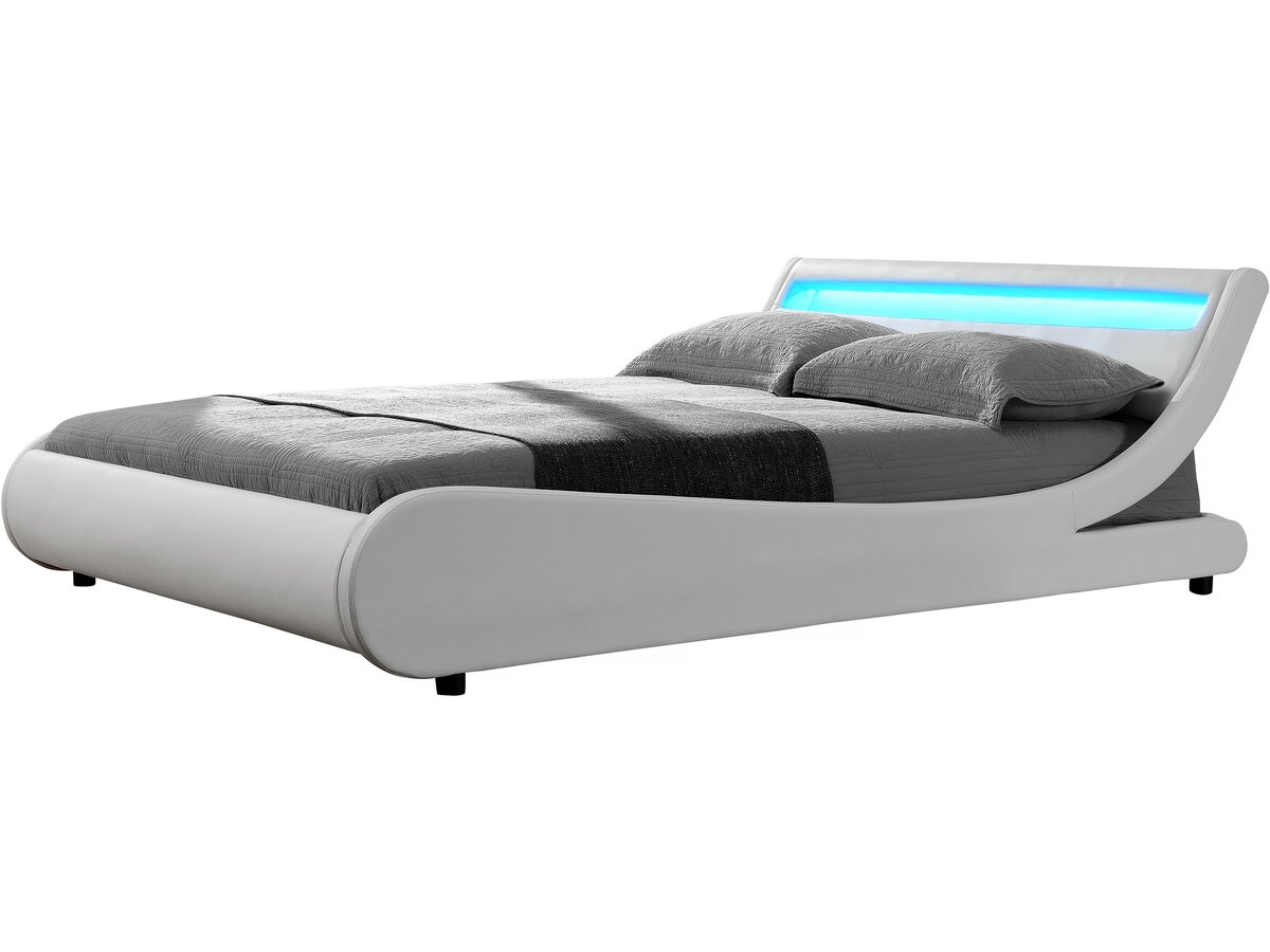 foto del prodotto letto con luce led quot natacha quot 160 x 200 cm bianco