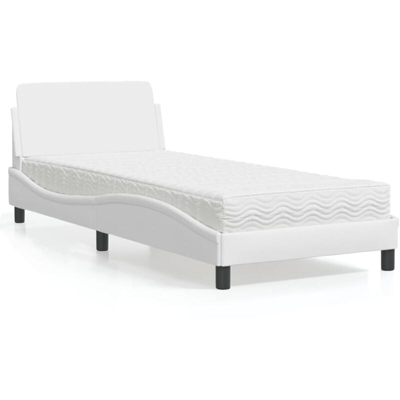 foto del prodotto letto con materasso bianco 80x200 cm in similpelle vidaxl