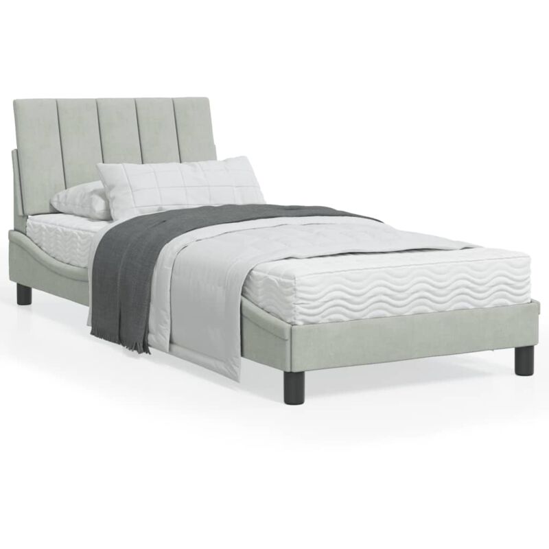 foto del prodotto letto con materasso grigio chiaro 90x200 cm in velluto vidaxl