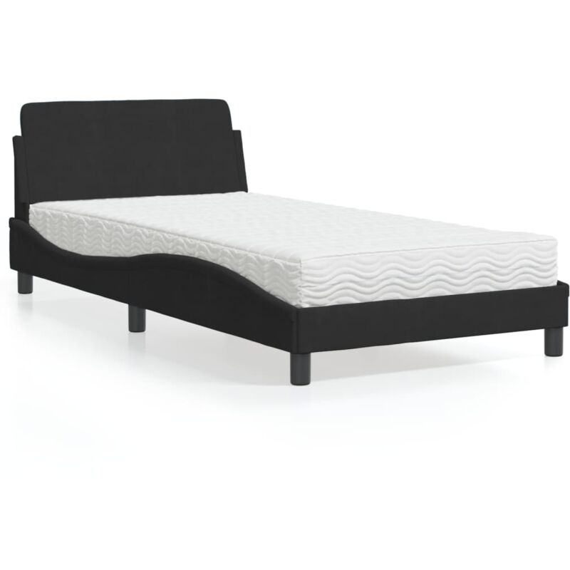 foto del prodotto letto con materasso nero 100x200 cm in velluto vidaxl