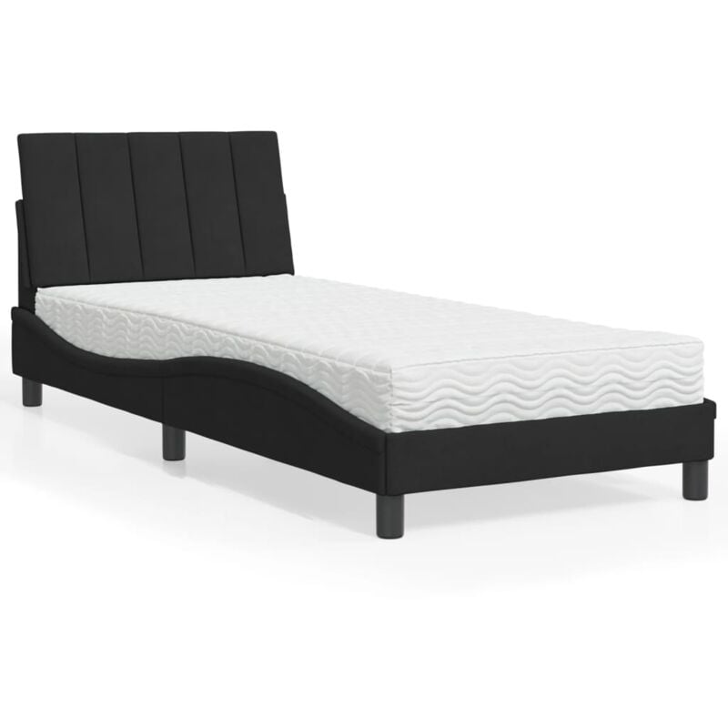 foto del prodotto letto con materasso nero 80x200 cm in velluto vidaxl