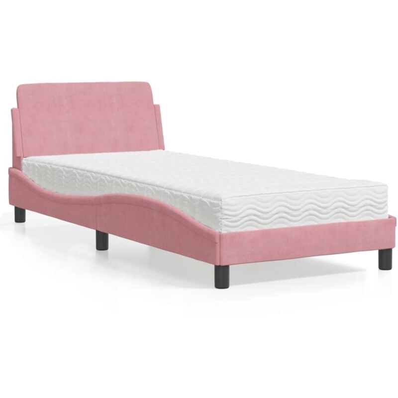 foto del prodotto letto con materasso rosa 80x200 cm in velluto vidaxl