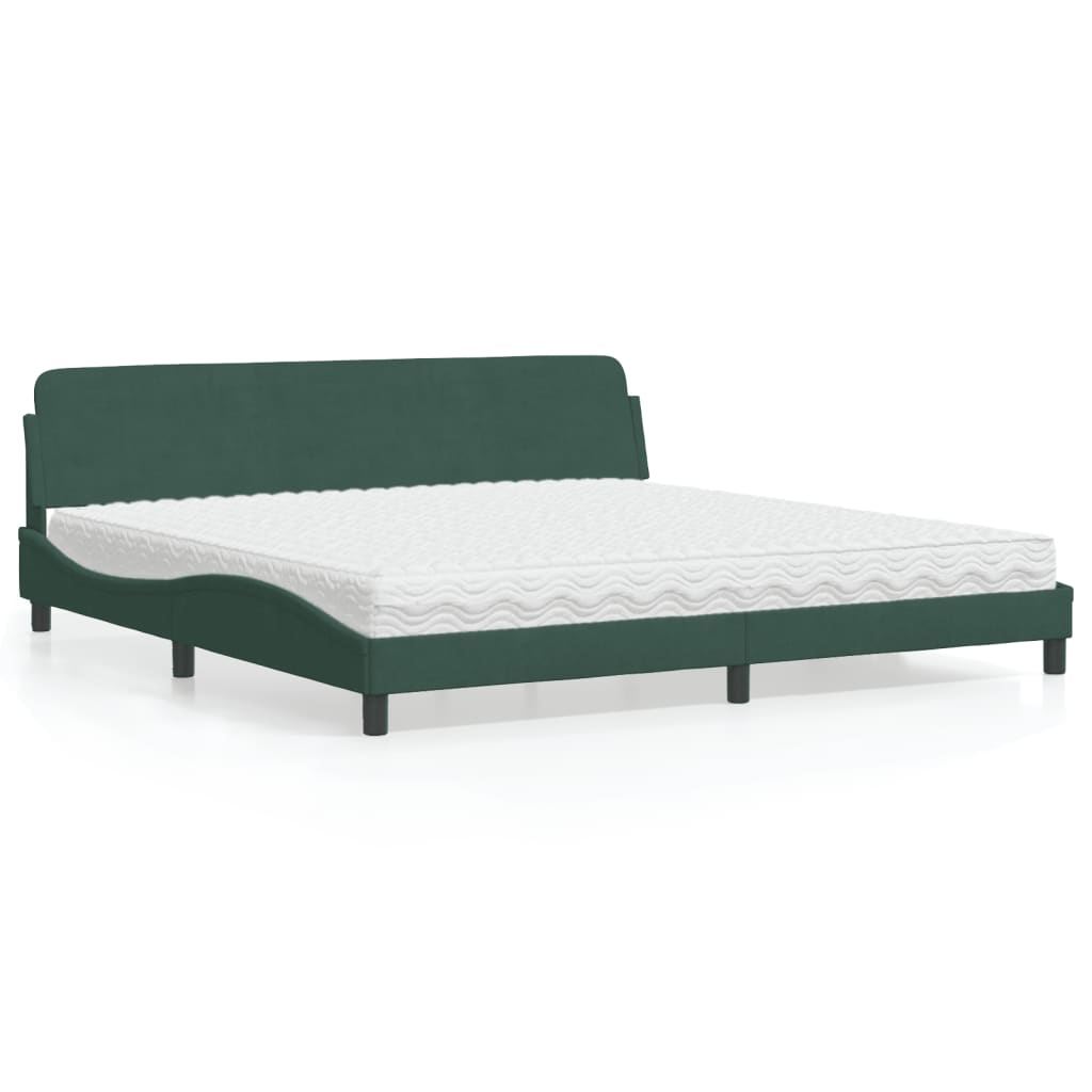 foto del prodotto letto con materasso verde scuro 200x200 cm velluto