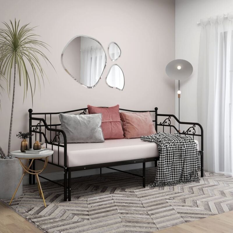 foto del prodotto letto con piano estraibile in metallo 90x200 cm vari colori colore nero