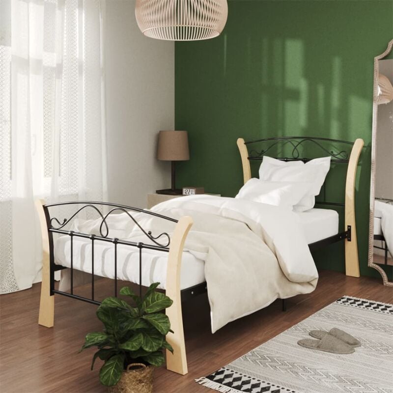 foto del prodotto letto con raffinate finiture e piedi curvi in legno disponibili in varie misure dimensioni 90 x 200 cm