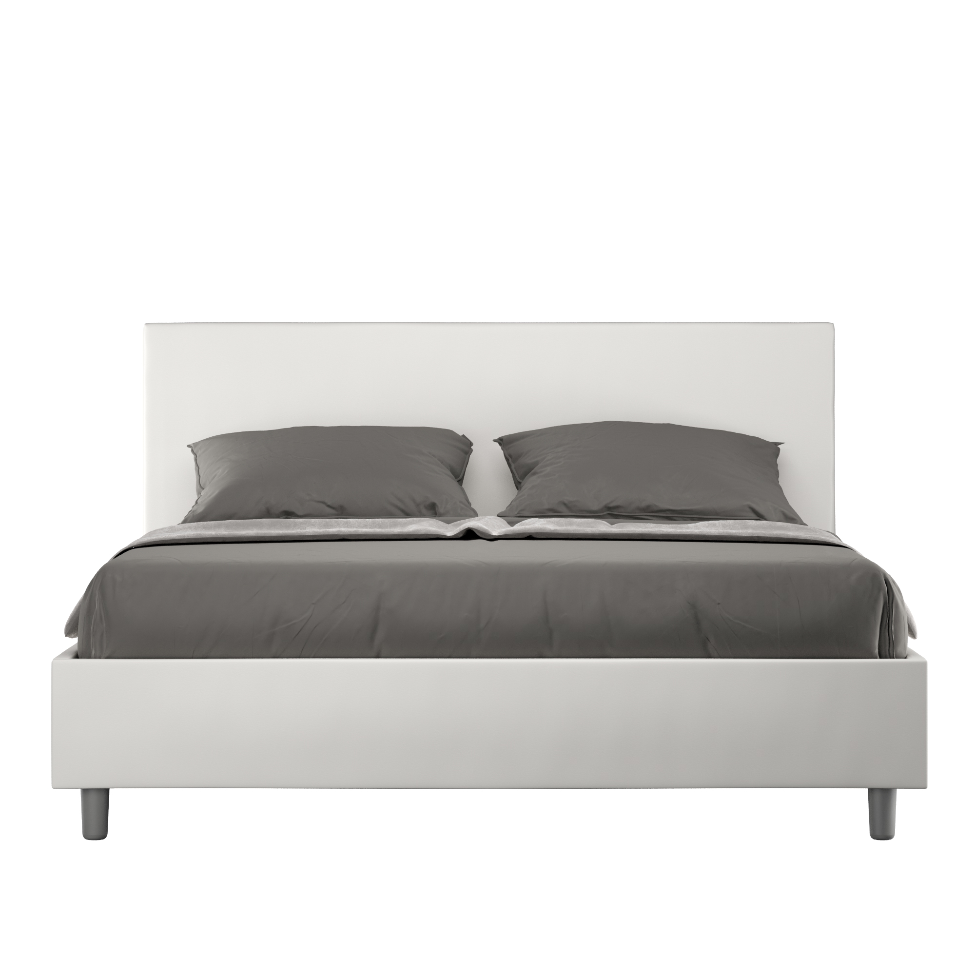foto del prodotto letto con rete imbottito 160x190 similpelle bianco adele