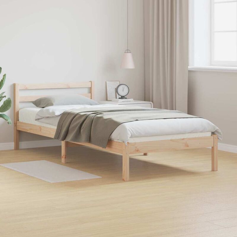 foto del prodotto letto con testiera 90x210 cm in legno massello di pino vidaxl