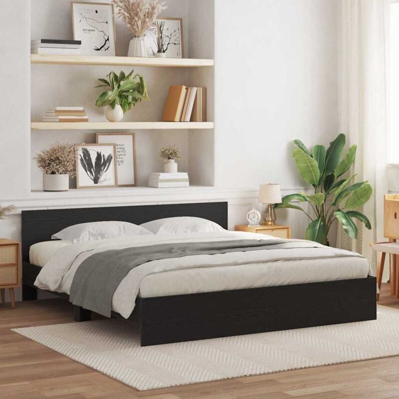 foto del prodotto letto con testiera in rovere nero, 180 x 200 cm, legno frazionato vidaxl