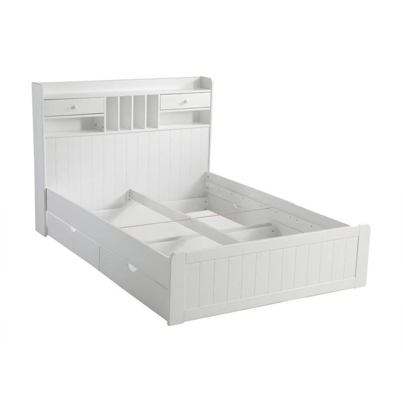 foto del prodotto letto con vani portaoggetti 140 x 190 cm bianco mederick