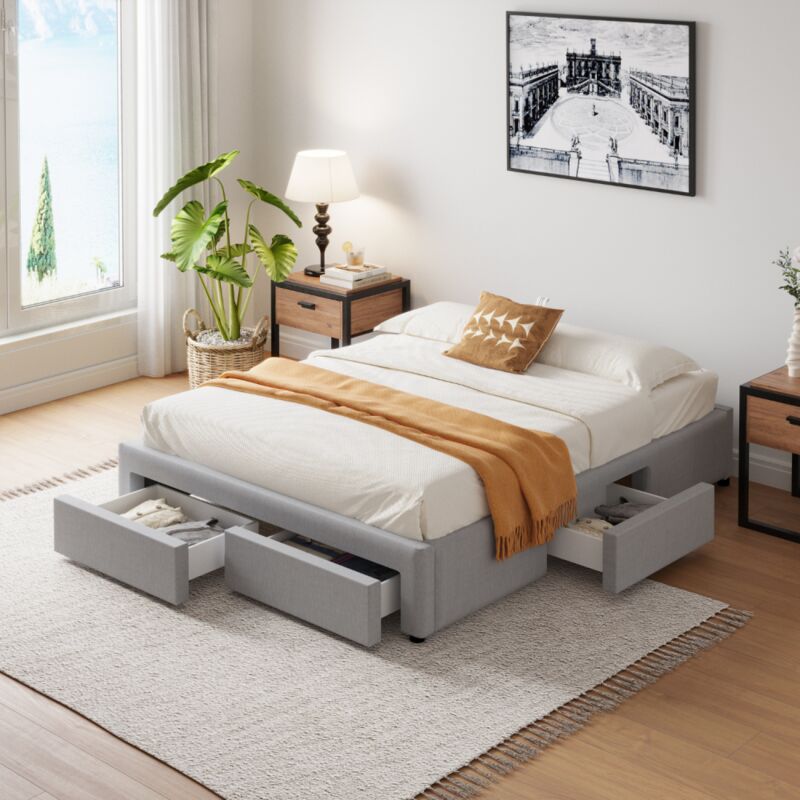 foto del prodotto letto contemporaneo con cassetti 140x190 grigio sacramento