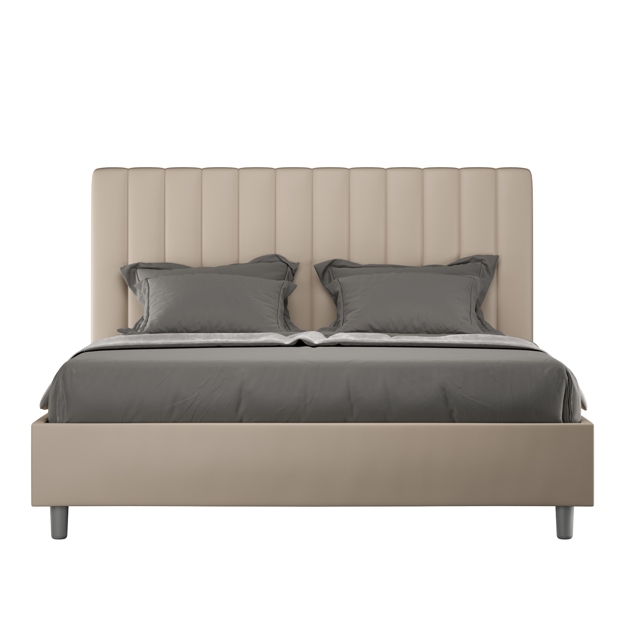 foto del prodotto letto contenitore imbottito 160x190 similpelle tortora agueda