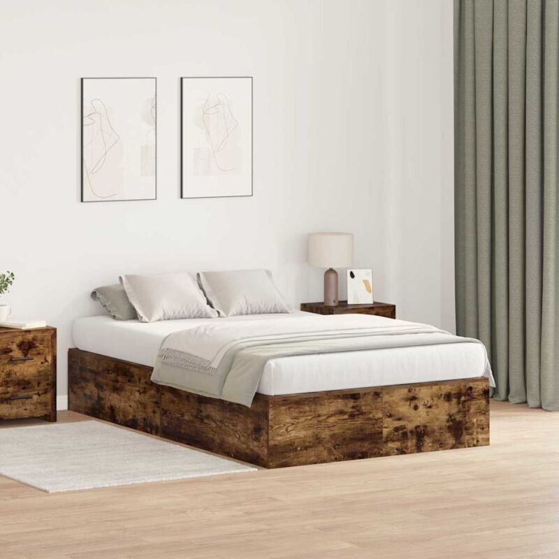 foto del prodotto letto contenitore in rovere affumicato 120x190 cm vidaxl