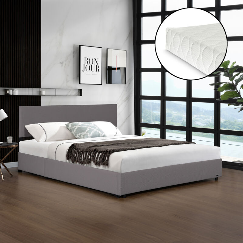 foto del prodotto letto contenitore juva apertura a ribalta letto matrimoniale con materasso 180x200 cm velluto a coste grigio corium