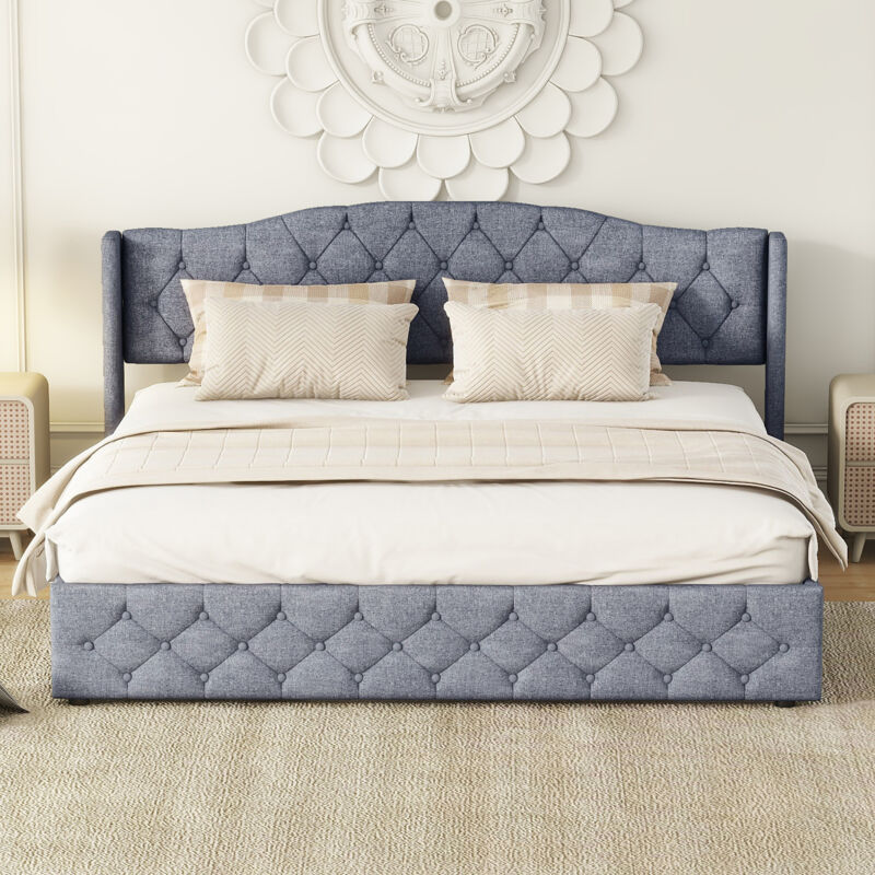 foto del prodotto letto contenitore letto per adulti e ragazzi 180 x 200 cm con rete a doghe. grigio