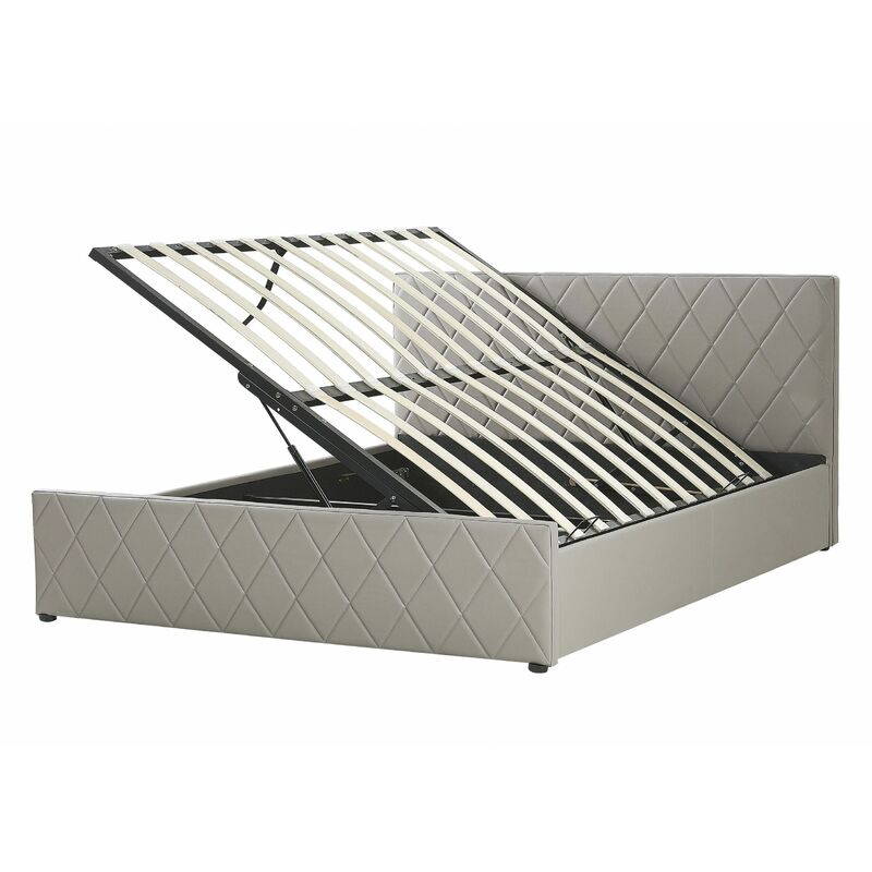 foto del prodotto letto contenitore similpelle grigio talpa 140 x 200 cm rochefort