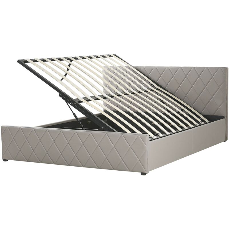 foto del prodotto letto contenitore similpelle grigio talpa 160 x 200 cm rochefort