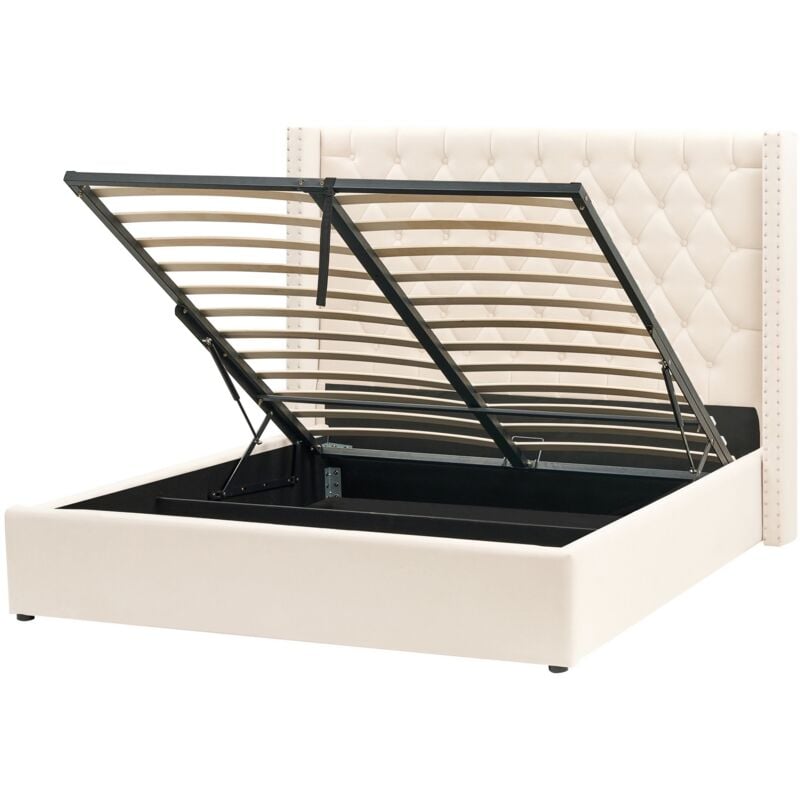 foto del prodotto letto contenitore velluto bianco sporco 160 x 200 cm lubbon