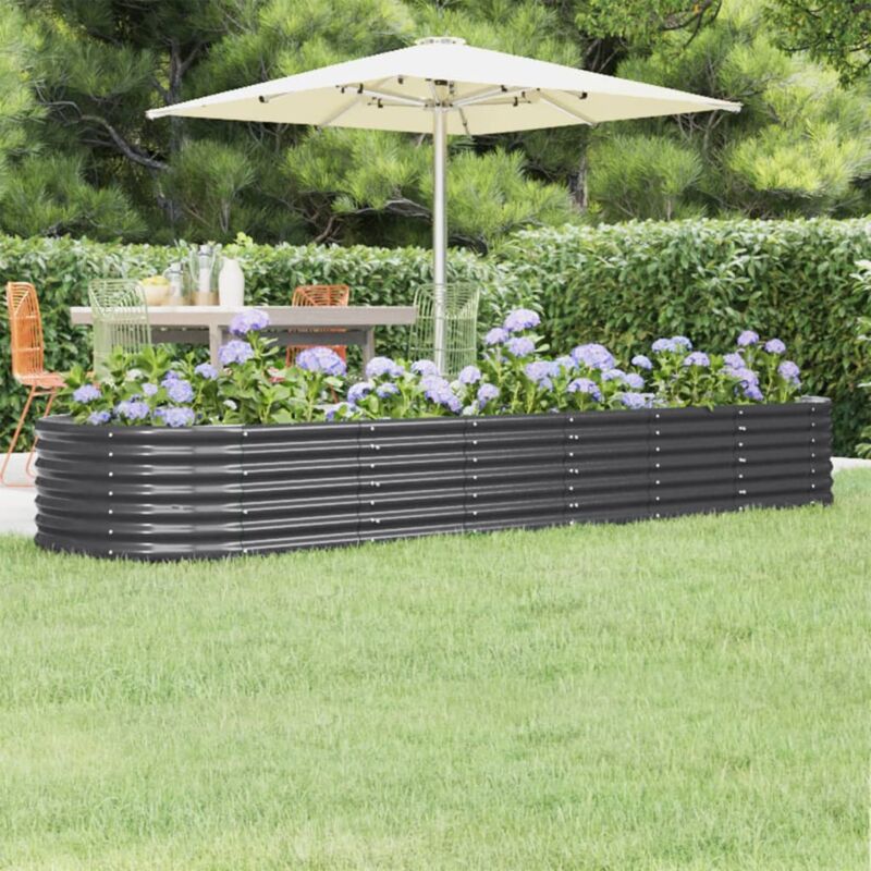 foto del prodotto letto da giardino in acciaio a polvere 296x80x36 cm antracite vidaxl