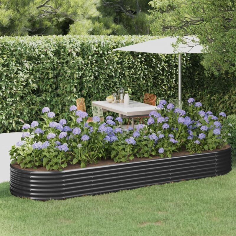 foto del prodotto letto da giardino in acciaio a polvere 322x100x36 cm antracite vidaxl