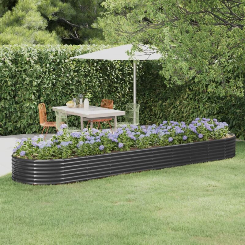 foto del prodotto letto da giardino in acciaio a polvere 396x100x36 cm antracite vidaxl