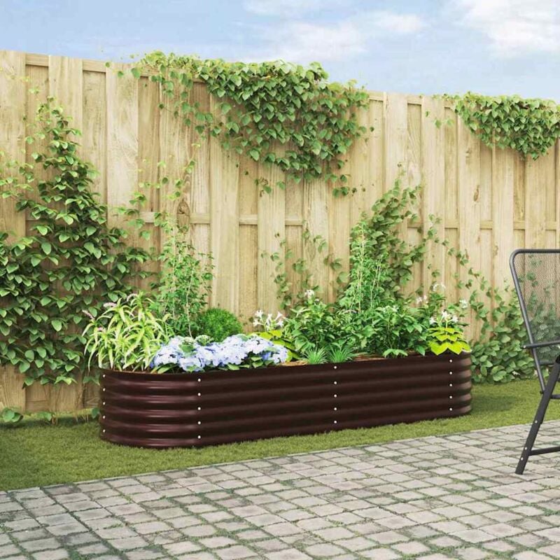 foto del prodotto letto da giardino marrone 240 x 80 x 44 cm in acciaio zincato vidaxl